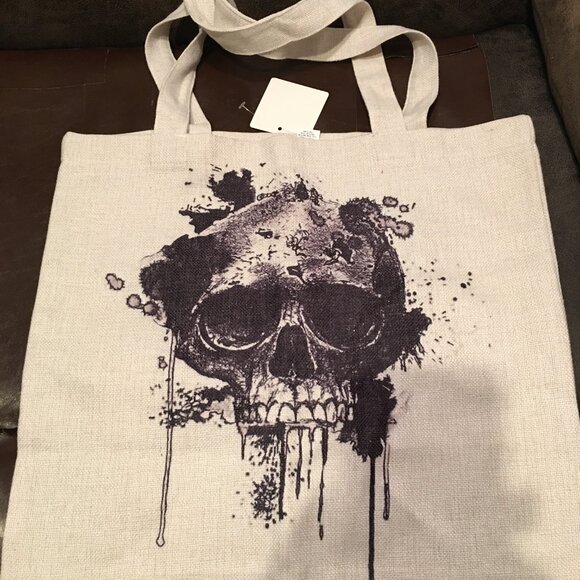 Goth Skeleton Tote or Book Bag 16x16 - Canvas  Gr1 - Picture 2 of 3